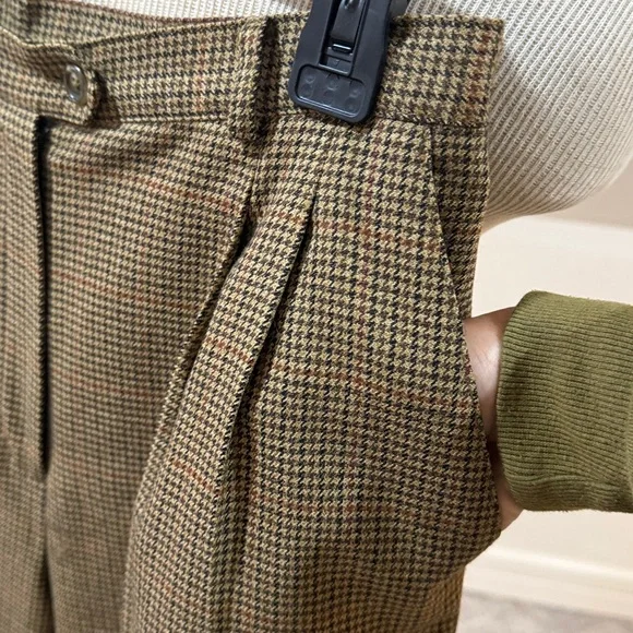 Lauren Ralph Lauren High Waisted pleated Houndstooth Pants Trousers lined wool - Picture 4 of 12